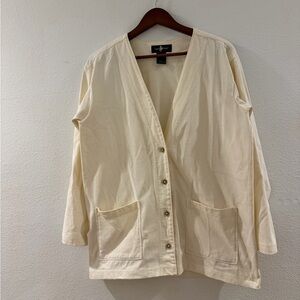 Vintage Hunt Club Cream Button-Up Jersey Cardigan 80s size L